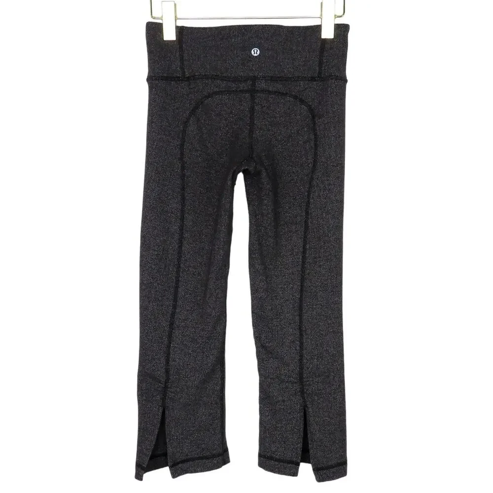 Lululemon Gather & Crow Crop Gray Herringbone Leggings Size 2